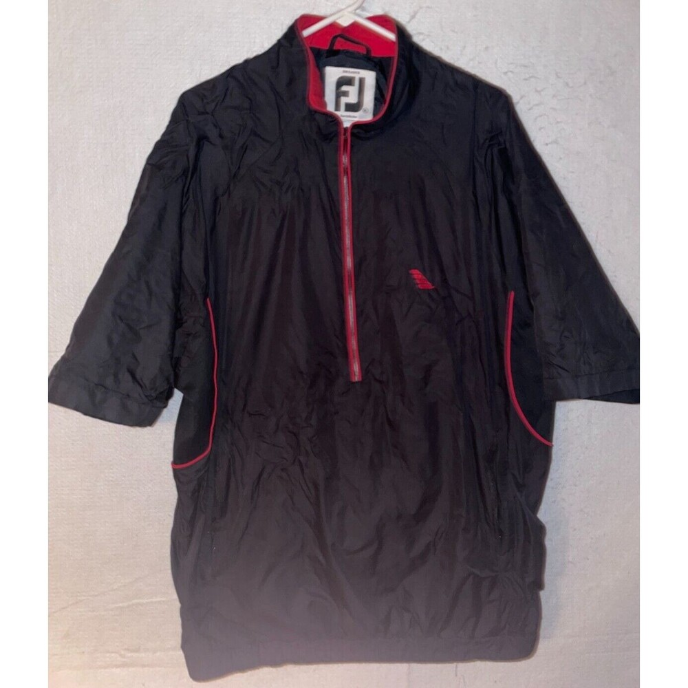 FootJoy DryJoys Men's XL Black Red Tour Collection Half Zip Short Sleeve Jacket